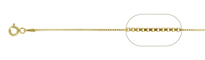 015-.8MM Yellow Gold Plated Box Chain .925 Solid Sterling Silver Available in 16"- 26" inches NEW