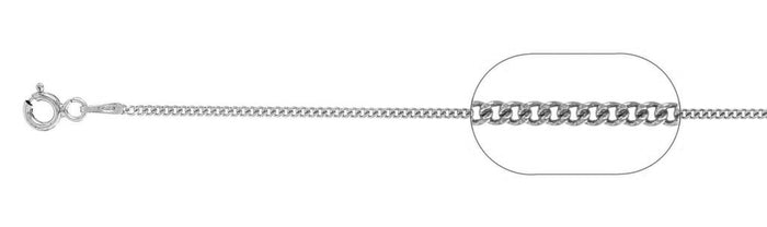 030-1.3MM Rhodium Plated Curb Chain .925 Solid Sterling Silver Available in 18"- 22" inches NEW