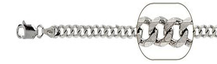 200-8MM Rhodium Plated Curb Chain .925 Solid Sterling Silver Available in 8"- 28" inches NEW