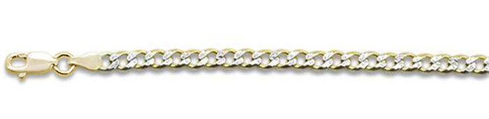 100-4MM Yellow Gold Plated Pave Curb Chain .925 Solid Sterling Silver Available in 7"- 32" inches NEW