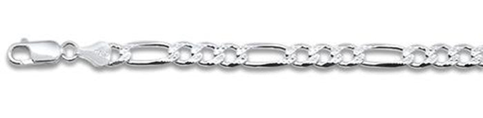 150-6.2MM Pave Figaro Chain .925 Solid Sterling Silver Available in 7"- 30" inches NEW