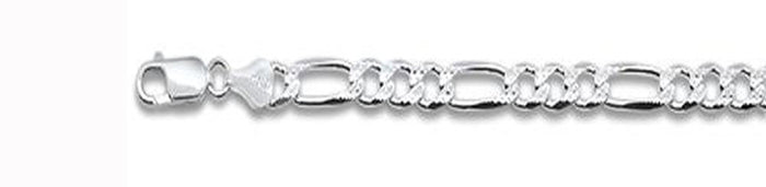 250-10MM Pave Figaro Chain .925 Solid Sterling Silver Available in 8"- 28" inches NEW