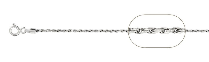 030-1.4MM Rhodium Plated Rope Chain .925 Solid Sterling Silver Available in 16"- 24" inches NEW