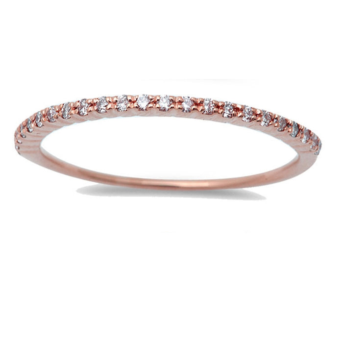 DIAMOND CLOSEOUT! .13ct 14kt Rose Gold Pave Set Diamond Stackable Wedding Ring