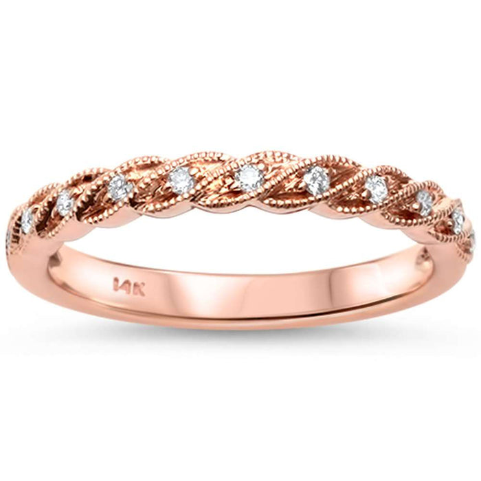 DIAMOND CLOSEOUT! .09ct F SI1 14k Rose Gold Diamond Band Ring Size 6.5