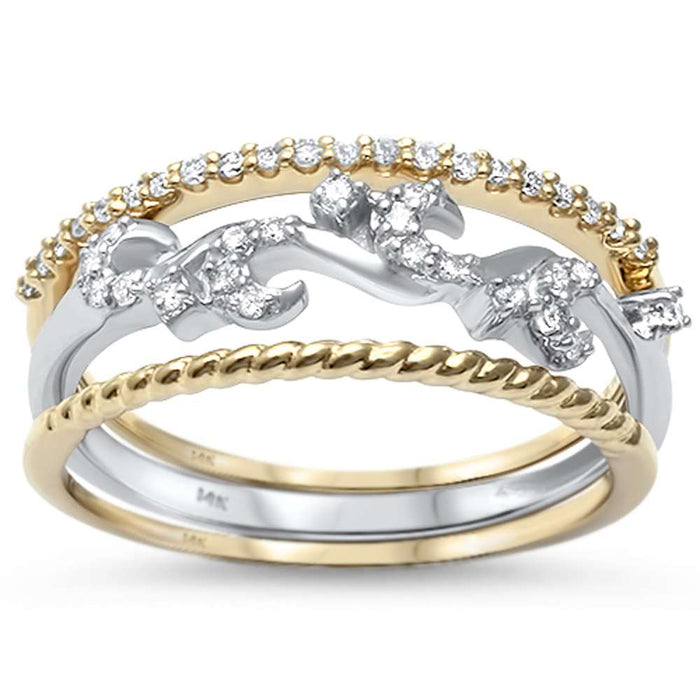 DIAMOND CLOSEOUT! .19ct G SI 14kt Two Tone Gold Diamond Band Ring Size 6.5