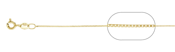 012-.7MM Yellow Gold Plated Box Chain .925 Solid Sterling Silver Sizes 16-32" NEW