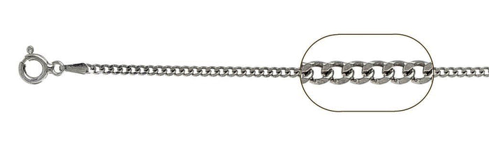 050-1.7MM Rhodium Plated Sterling Silver Curb Chain Made in Italy Available in 16"- 20" inches NEW