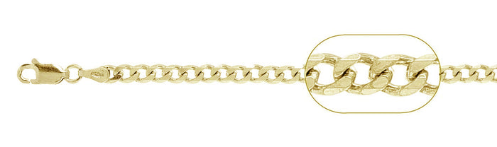 120-5MM Yellow Gold Plated Curb Chain Sterling Silver Made in Italy Available in 7"- 30" inches NEW