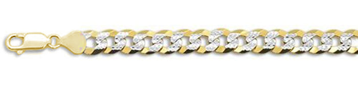 CLOSEOUT 20% OFF! 300-14MM Yellow Gold Plated Flat Pave Curb Chain Sterling Silver Made in Italy Available in 8"- 30" inches NEW