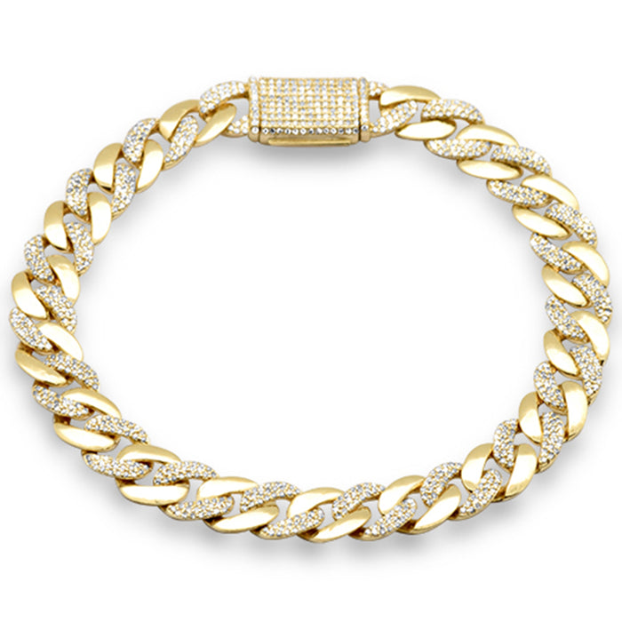 SPECIAL! 7mm 1.34ct G SI 14K Yellow Gold Round Diamond & Plain Cuban Bracelet 7" Long