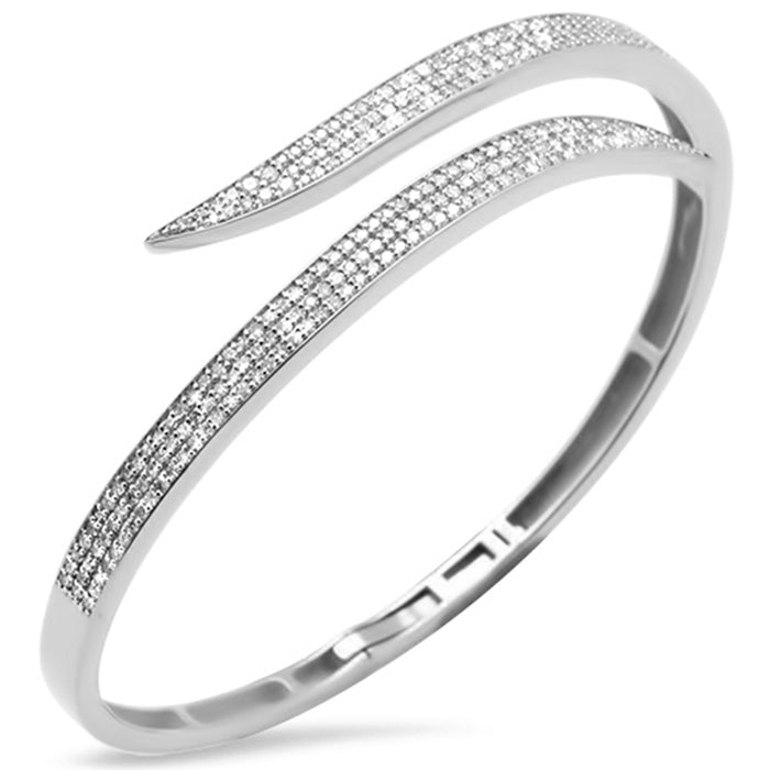 SPECIAL!1.48ct G SI 14K White Gold Diamond Claw Wrap Around Bangle Bracelet