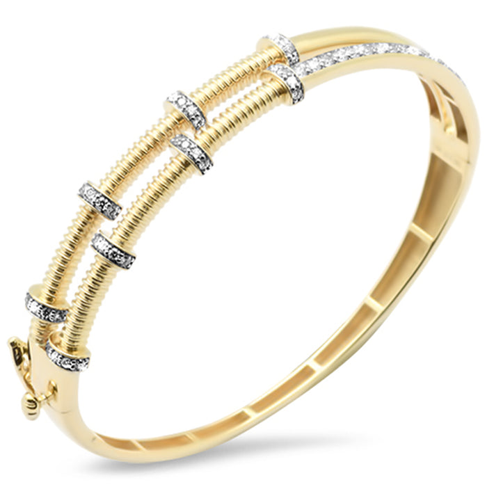 SPECIAL! .99ct G SI 14K Yellow Gold Diamond Nut & Bolt Style Bangle Bracelet