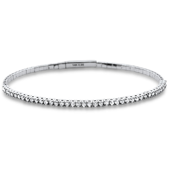 SPECIAL! .99ct G SI 14K White Gold Round Diamond Flexible Tennis Bangle Bracelet