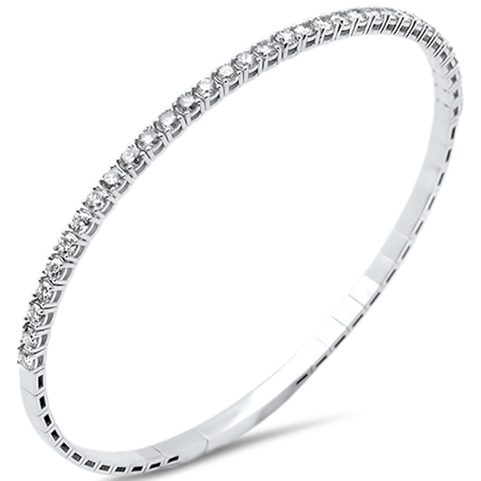SPECIAL! 2.98ct G SI 14K White Gold Round Diamond Flexible Bangle Bracelet