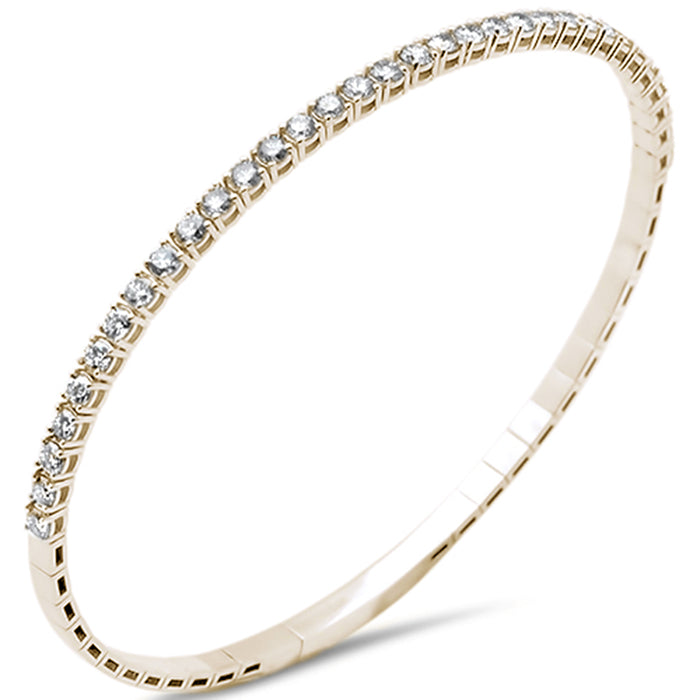 SPECIAL! 3.03ct G SI 14K Yellow Gold Round Diamond Flexible Bangle Bracelet