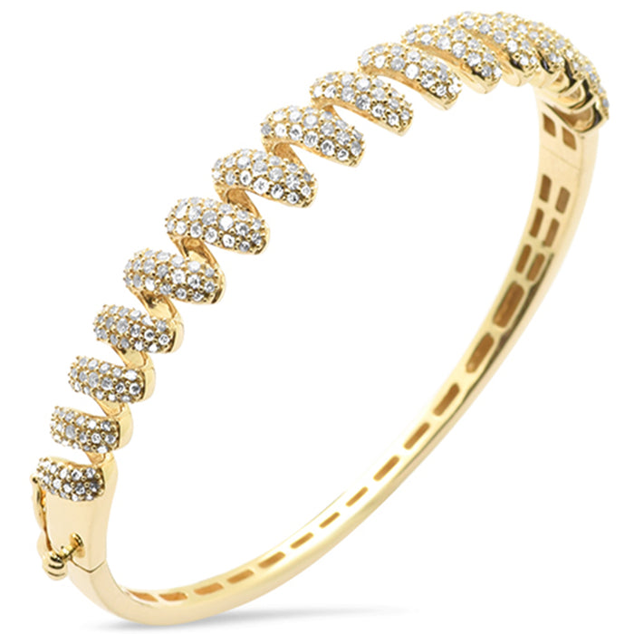SPECIAL!1.72ct G SI 14K Yellow Gold Round Diamond Spiral Design Bangle Bracelet