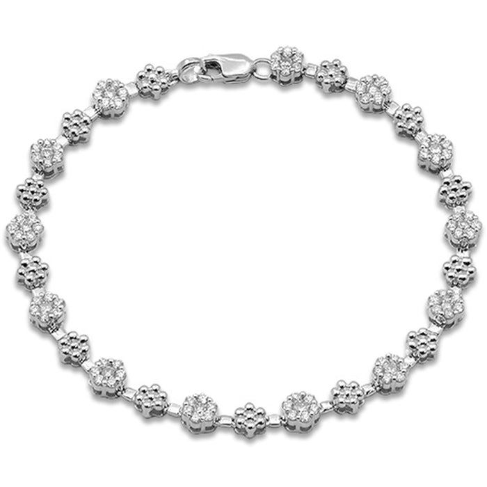 SPECIAL! 1.50ct G SI 14K White Gold Diamond Flower Bracelet 7" Long