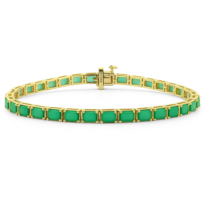 SPECIAL! 10.14ct G SI 14K Yellow Gold East West Set Emerald Gemstone Bracelet 7" Long