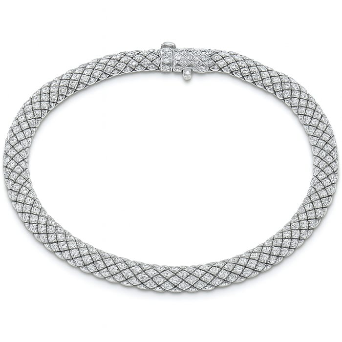 SPECIAL! 1.02ct G SI 14K White Gold Diamond Snake Serpentine Italian Mesh Diamond Bracelet 7.5" Long