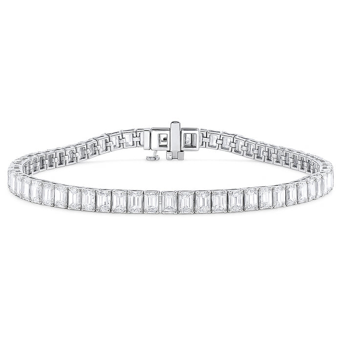 SPECIAL! 10.24ct G SI 14K White Gold Emerald Cut Diamond Tennis Bracelet 7" Long