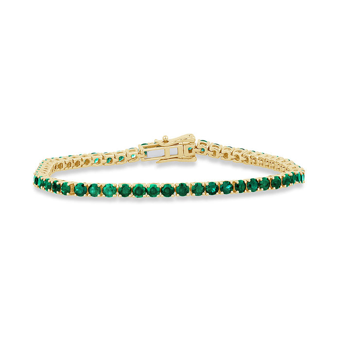SPECIAL! 2.65ct G SI 14K Yellow Gold Emerald Gemstones Tennis Bracelet