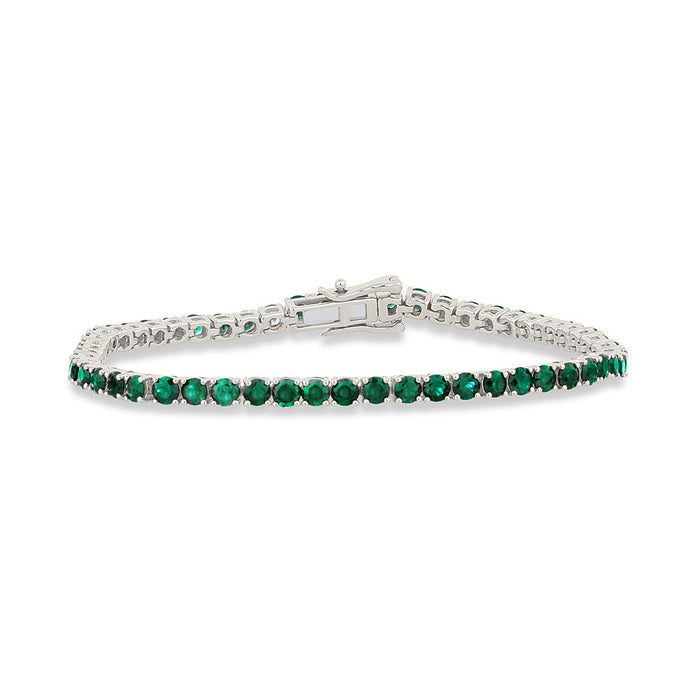 SPECIAL! 2.63ct G SI 14K White Gold Emerald Gemstones Tennis Bracelet