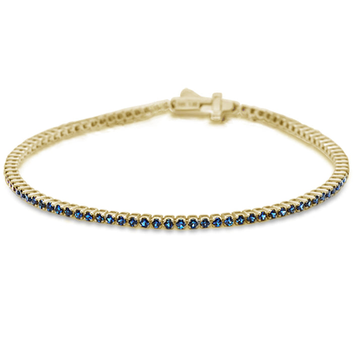 SPECIAL! 2.59cts G SI 14K Yellow Gold Natural Blue Sapphire Tennis Bracelet 7"