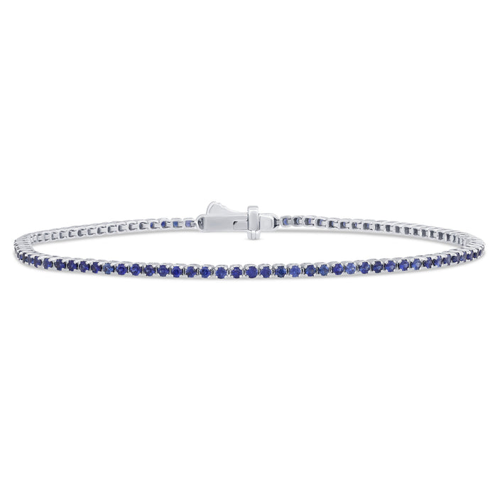 SPECIAL! 2.24cts G SI 14K White Gold Natural Blue Sapphire Tennis Bracelet 7"