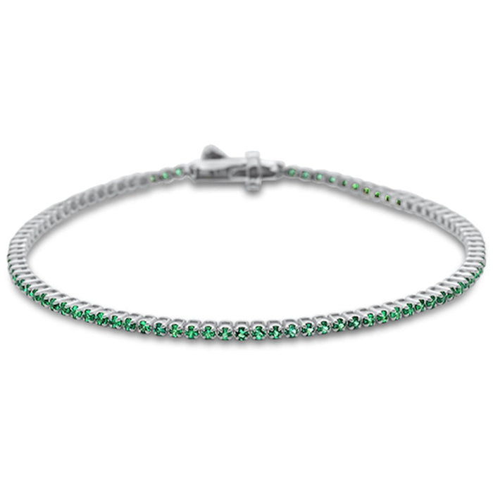 SPECIAL! 1.87ct 14K White Gold Natural Emerald Tennis Bracelet 7"