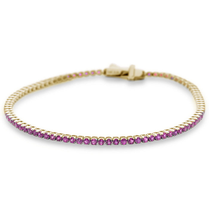 SPECIAL! 2.80ct G SI 14K Yellow Gold Natural Ruby Tennis Bracelet 7"