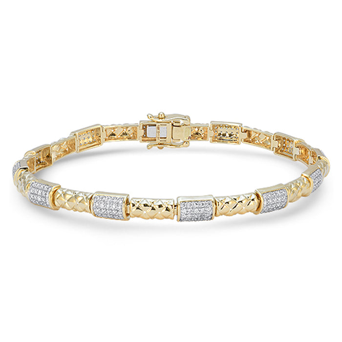 SPECIAL! .97ct G SI 14kt Yellow Gold Round Diamond Modern Bracelet 7" Long