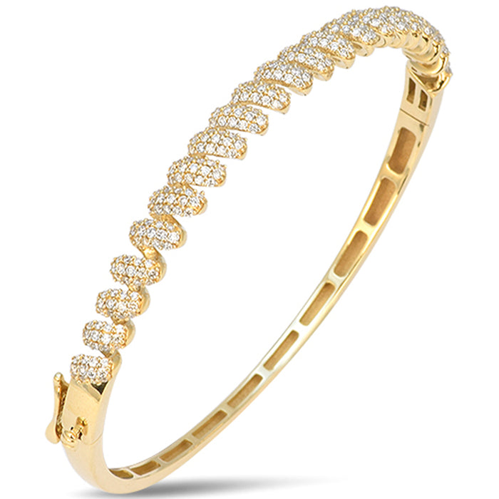 SPECIAL! 1.19ct G SI 14kt Yellow Gold Round Diamond Twisted Bangle Bracelet