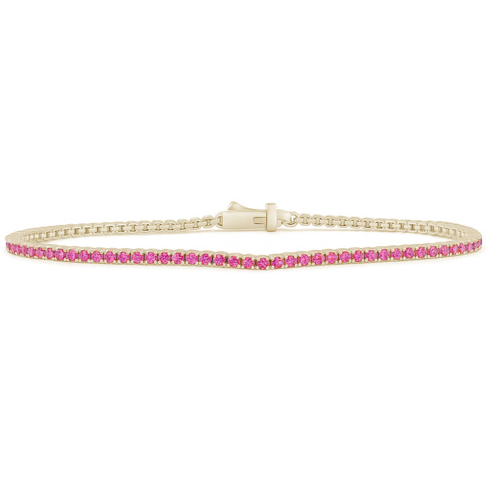 SPECIAL! 1.77ct G SI 14K Yellow Gold Natural Pink Sapphire Tennis Bracelet 7"