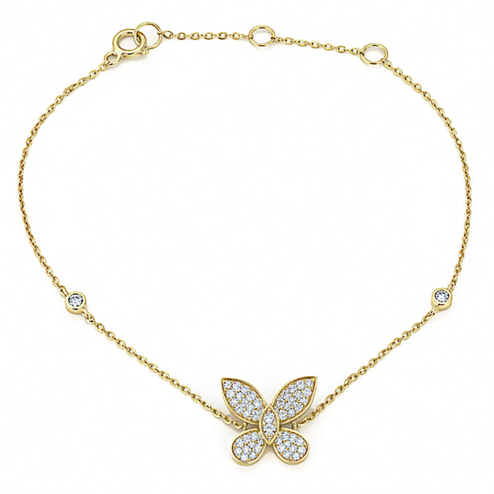 SPECIAL! .25ct G SI 14kt Yellow Gold Diamond Butterfly Bracelet 7.25" Long