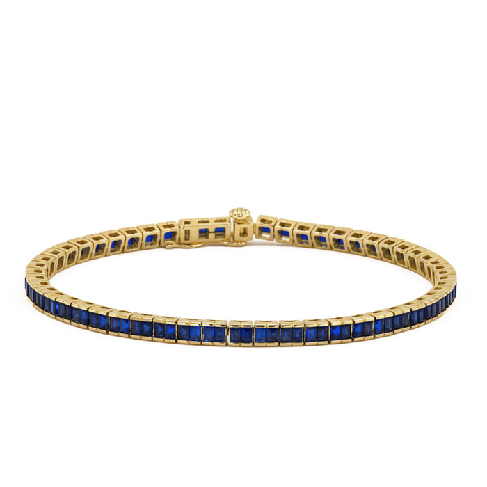 SPECIAL! 1.99ct 14kt Yellow Gold Blue Sapphire Gemstone Bracelet 6.5" Long
