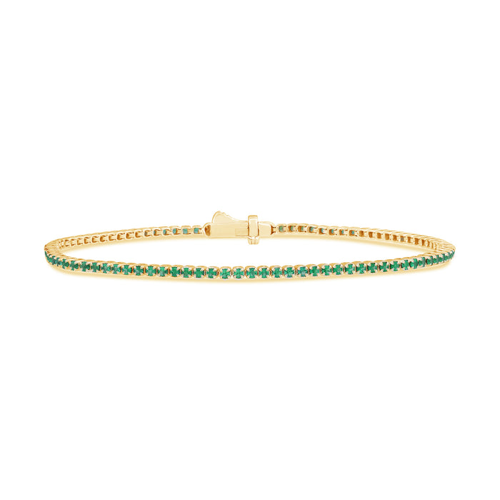 SPECIAL! .98ct 14K Yellow Gold Natural Emerald Tennis Bracelet 7"