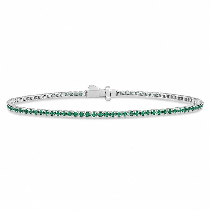 SPECIAL! .90ct 14K White Gold Natural Emerald Tennis Bracelet 7"