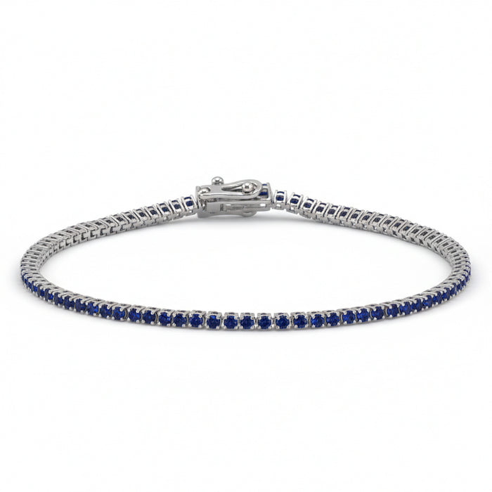 SPECIAL! 2.23ct G SI 14kt White Gold Blue Sapphire Gemstone Tennis Bracelet 7" Long