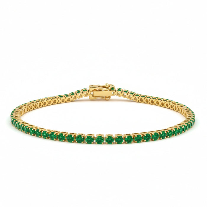 SPECIAL! 2.46ct G SI 14kt Yellow Gold Emerald Gemstone Tennis Bracelet 7" Long