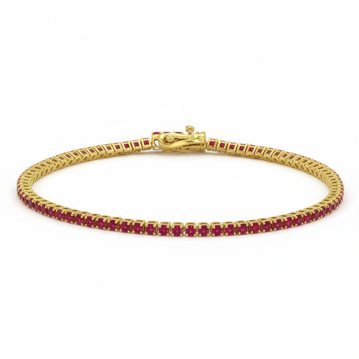 SPECIAL! 3.34ct G SI 14kt Yellow Gold Ruby Gemstone Tennis Bracelet 7" Long