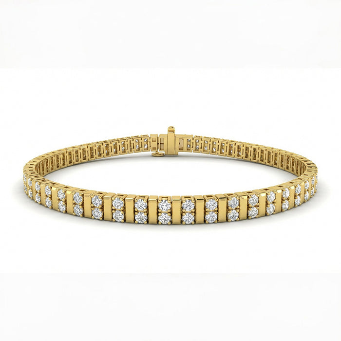 SPECIAL! 1.50ct G SI 14kt Yellow Gold Double Line Diamond Bracelet 7" Long