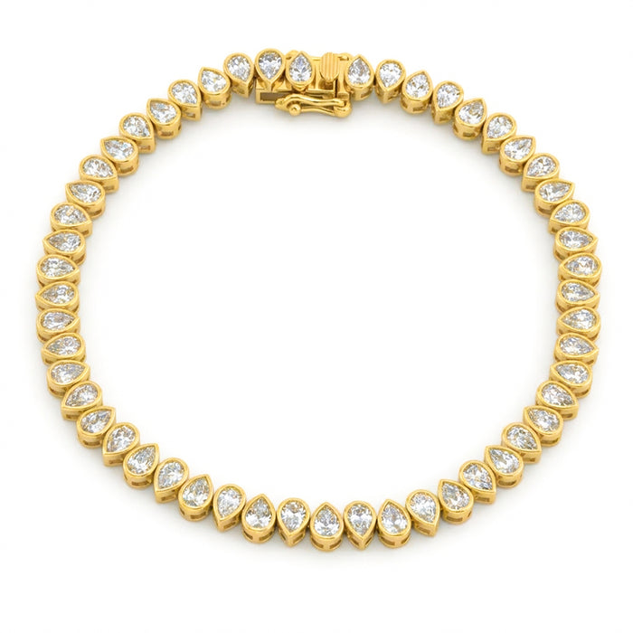 SPECIAL! 5.14ct G SI 14kt Yellow Gold Pear Diamond Tennis Bracelet 7" Long