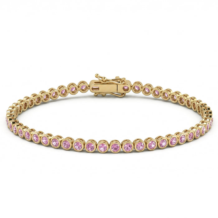 SPECIAL! 1.73ct G SI 14kt Yellow Gold Pink Sapphire Gemstone Tennis Bracelet 7" Long