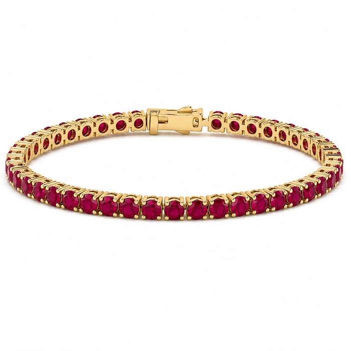 SPECIAL! 6.64ct G SI 14K Yellow Gold Ruby Gemstones Tennis Bracelet