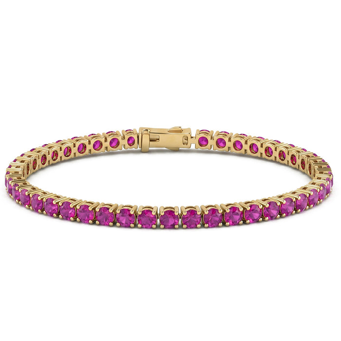 SPECIAL! 6.9ct G SI 14kt Yellow Gold Pink Sapphire Gemstone Tennis Bracelet 7" Long
