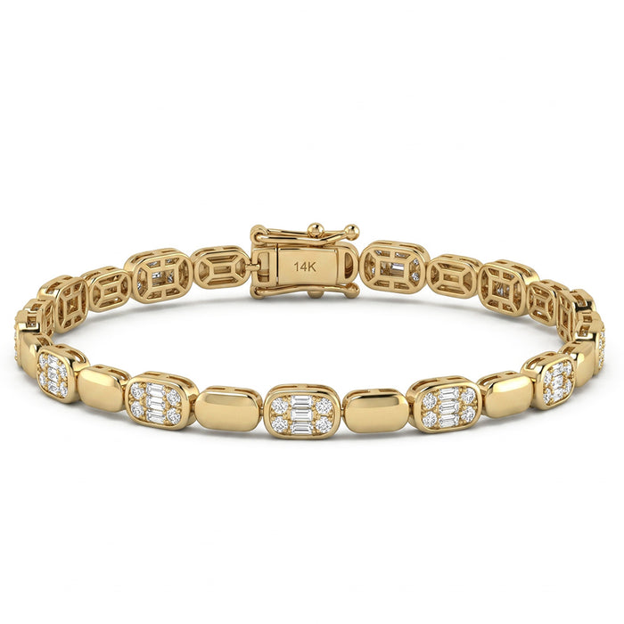 SPECIAL! 1.21ct G SI 14kt Yellow Gold Diamond Modern Bracelet 7" Long