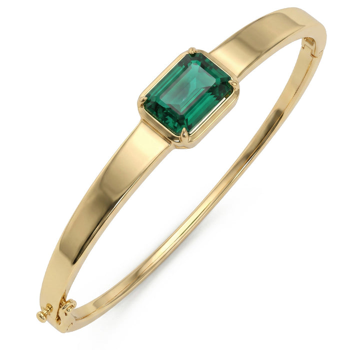 SPECIAL! 4.58ct G SI 14kt Yellow Gold Emerald Gemstone Bangle Bracelet