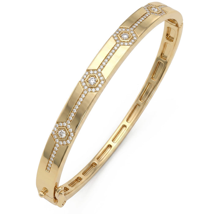 SPECIAL!.47ct G SI 14kt Yellow Gold Diamond Modern Bangle Bracelet
