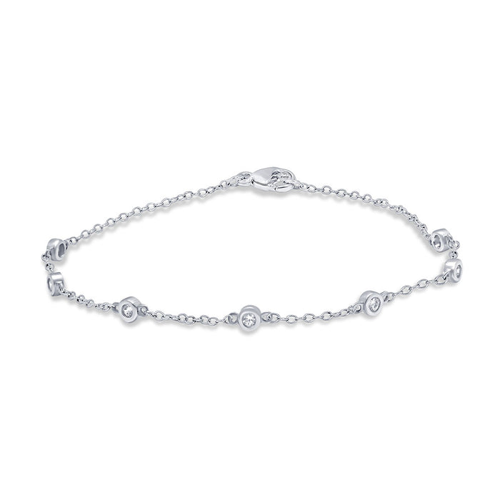 DIAMOND CLOSEOUT! .21ct 14k White Gold Diamond by the Yard Station Bracelet 7" Long